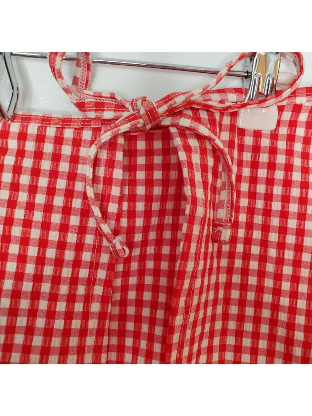 Red Gingham Wrap Skirt By Shade & Shore Medium M (8-10) Lightweight Summer Desig - Picture 6 of 7